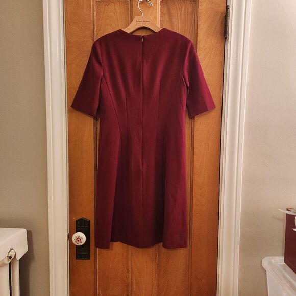 MM LaFleur "Emily" Dress in Pomegranate, Square Neck Short Sleeves, Pockets Sz 2 - Picture 8 of 11